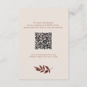 Boho Cream & Terracotta Bladeren QR code Bruiloft Informatiekaartje (Achterkant)