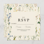 Boho Cream Wildflower RSVP-kaart (Voorkant / Achterkant)
