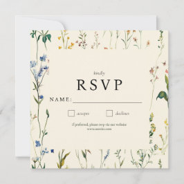 Boho Cream Wildflower RSVP-kaart