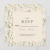 Boho Cream Wildflower RSVP-kaart (Voorkant / Achterkant)