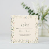 Boho Cream Wildflower RSVP-kaart (Staand voorkant)