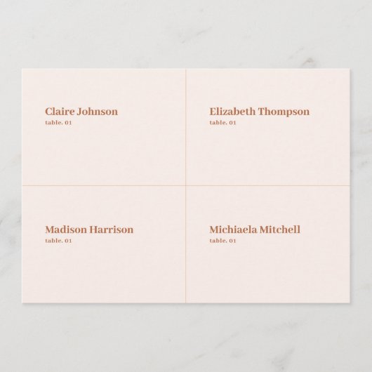 Boho crème en gebrande Sinaasappel trouwplaats kaa Kaart (Voorkant)