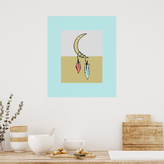 Boho Crescent Moon Colorblock Poster (Keuken)