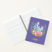 Boho Crescent Moon Crystal Cluster Roze Notitieboek (Binnen)