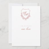 Boho Crest Blush Pink Wedding Invitation Fine Art Kaart (Achterkant)