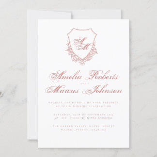 Boho Crest Blush rose Faire-part de mariage