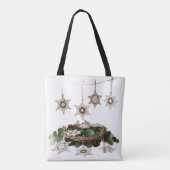 Boho Crochet Snowflake Christmas Canvas tas (Achterkant)