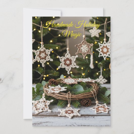 Boho Crochet Snowflake Kerstversiering Kaart (Voorkant)