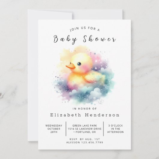 Boho Custom Duck Baby shower Kaart (Voorkant)