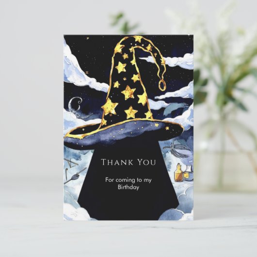 Boho Custom Magic Wizard Verjaardag Bedankkaart (Staand voorkant)