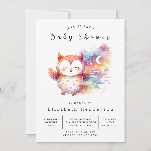 Boho Custom Owl Baby shower Kaart (Voorkant)