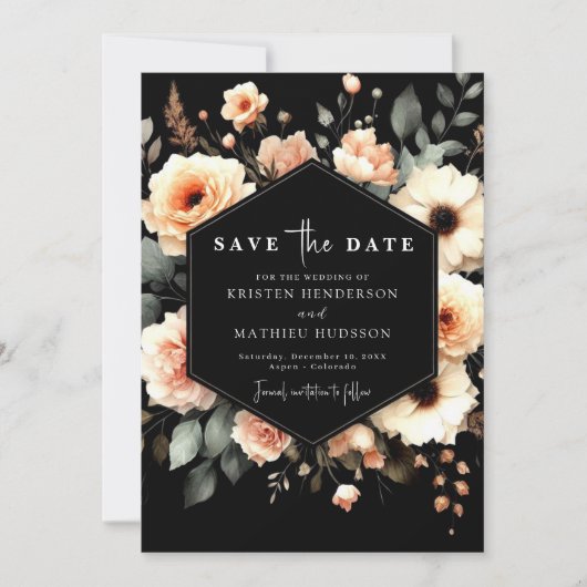 Boho Custom Peach Wedding Save The Date (Voorkant)