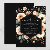 Boho Custom Peach Wedding Save The Date (Voorkant / Achterkant)