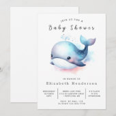 Boho Custom Whale Baby shower Kaart (Voorkant / Achterkant)