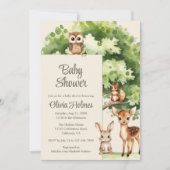 Boho Cute Baby shower Animaux de bois Invitation (Devant)