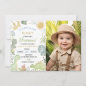 Boho Cute Dinosaures Boy Invitation Anniversaire (Devant)