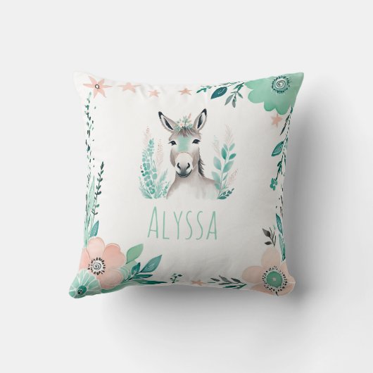 Boho Cute Donkey Coussin Pastel Green (Verso)