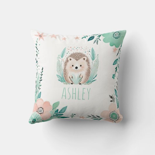 Boho Cute Hérisson Coussin Pastel Green (Verso)