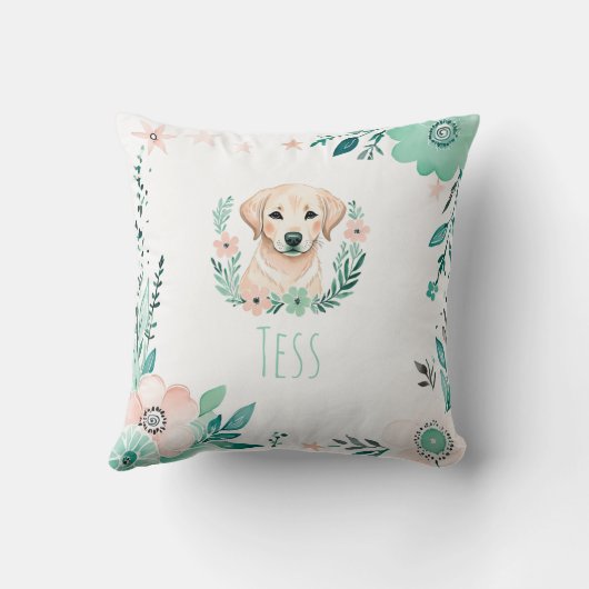 Boho Cute Labrador Coussin Pastel Green (Verso)