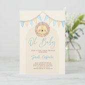 Boho Cute Lion Baby shower Boy Uitnodiging (Staand voorkant)