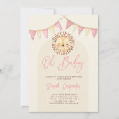 Boho Cute Lion Baby shower Invitation fille (Devant)