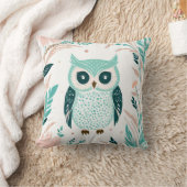 Boho Cute Owl Coussin Pastel Green (Couverture)