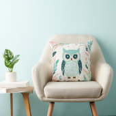 Boho Cute Owl Coussin Pastel Green (Chaise)
