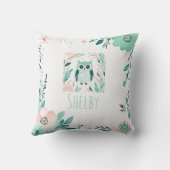 Boho Cute Owl Coussin Pastel Green (Verso)