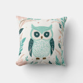 Boho Cute Owl Coussin Pastel Green (Recto)