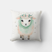 Boho Cute Sheep Coussin Pastel Green (Recto)
