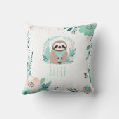 Boho Cute Sloth Coussin Pastel Green (Verso)