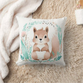 Boho Cute Squirrel Coussin Pastel Green (Couverture)