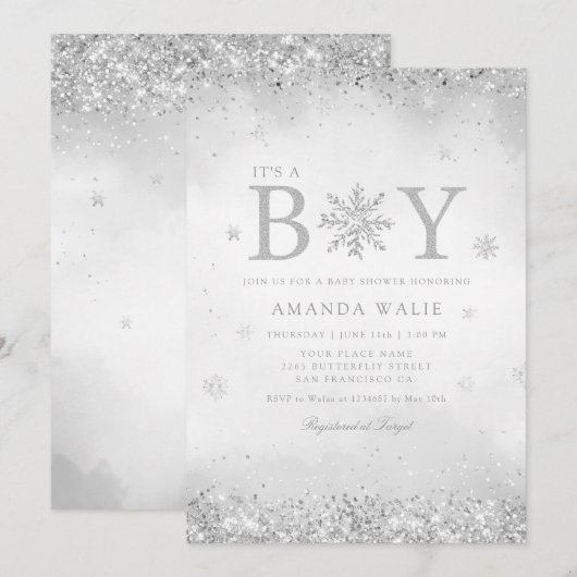 Boho Cute Waterverf Blue Het is een Baby shower. Kaart (Voorkant / Achterkant)