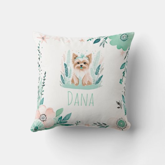 Boho Cute Yorkshire Coussin Pastel Green (Verso)