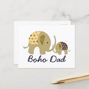 Boho Dad, Gold Elephant Briefkaart