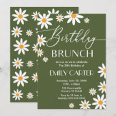 Boho Daisies Birthday Brunch Party Invitation Kaart (Voorkant / Achterkant)