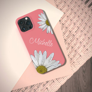 Boho Daisies Botanische Peach Trendy Bloemen iPhone 13 Pro Max Hoesje