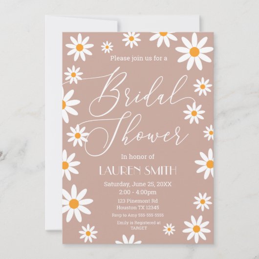Boho Daisies Bridal Shower party Kaart (Voorkant)