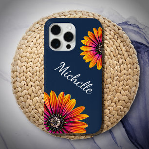 Boho Daisies Floral Botanische Marine Blauw iPhone 15 Pro Max Hoesje