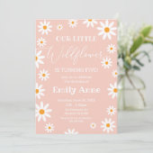 Boho Daisies Wildflower Birthday party invitation (Debout devant)
