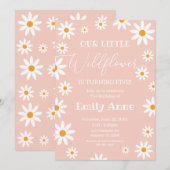 Boho Daisies Wildflower Birthday party invitation Kaart (Voorkant / Achterkant)