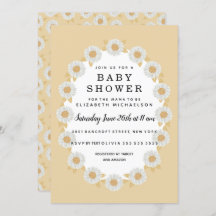 Boho Daisies Yellow Baby Girl Baby shower
