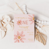 Boho Daisy 1e verjaardag uitnodiging voor meisjes