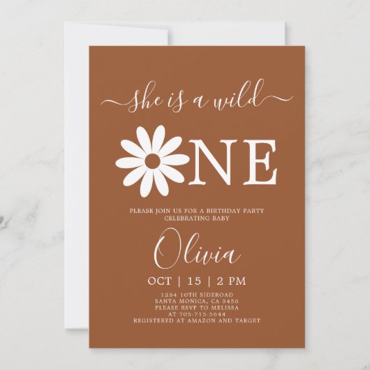 Boho Daisy 1er Anniversaire Invitation (Devant)