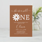 Boho Daisy 1er Anniversaire Invitation (Debout devant)