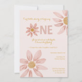 Boho Daisy 1er anniversaire Invitation pour bébés  (Devant)