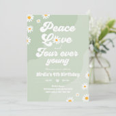 Boho Daisy 4e verjaardag van de vredesliefde vier Kaart (Staand voorkant)