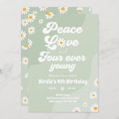 Boho Daisy 4e verjaardag van de vredesliefde vier Kaart (Voorkant / Achterkant)