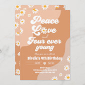 Boho Daisy 4e Verjaardag Vrede Liefde Vier Ooit Jo Kaart (Voorkant / Achterkant)