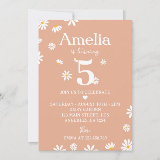 Boho Daisy Anniversaire Fête Invitation N'importe  (Devant)